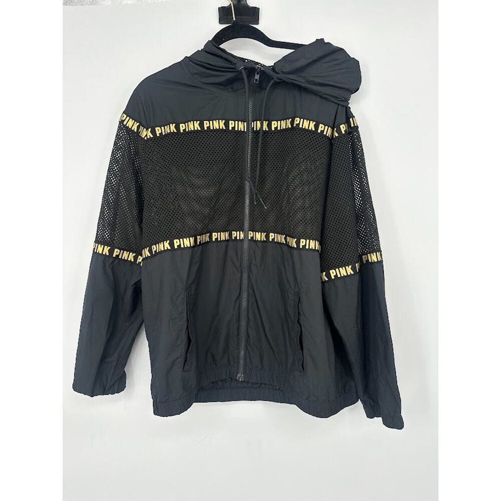 Victoria’s Secret Pink Mesh Panel Windbreaker Jacket Gorpcore Logo Women’s Sz M